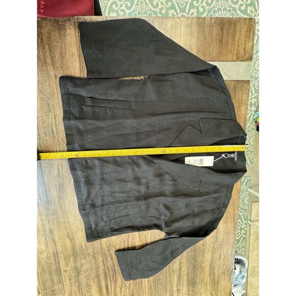 NWT Eileen Fisher black soft Linen shirt Blouse cover button roll up slv SIZE PM - Picture 6 of 11